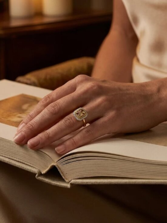 Fancy Diamond Citrine Engagement Jewelry - OFFER $1100 TO WIN THIS RINGFancy Diamond Citrine Three Tiered Engagement Ring